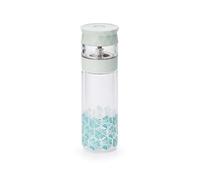 Tea Soul | Bouteille thermos à thé en verre borosilicaté, double paroi, 350 ml, design boho, vert menthe