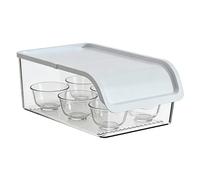 Tea Storage Box - Large Stackable Container with Half Open Lid, Teacup and Pantry Organizer for Kitchen Cabinet Countertop Refrigerator Freezer, Fruit Vegetable Storage, Home Organization Solution