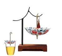 Tea Strainer Umbrella Ceramic Leaf Colander - Loose Leaf Filter For Brewing Enhancement | Ceramic Body With Stand Fine Mesh Tool For Tea Coffee Cooking Baking Cocktail Milk Use