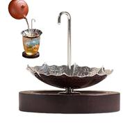 Tea Strainer - Umbrella Shaped Stainless Steel Filter | Wooden Stand Loose Leaf Tea Infuser Fine Mesh Anti Rust Reusable Brewing Tool for Kitchen, Home, Coffee, Cocktail or Milk Brewing