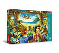 Trefl Puzzle Tea Time – Voyage en Camping‑Car, 1000 pièces, images nostalgiques peintes, dès 12 ans
