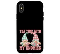 Tea Time with My Gnomies Funny Saying for Women Teacher Mom Coque pour iPhone X/XS