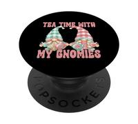 Tea Time with My Gnomies Funny Saying for Women Teacher Mom PopSockets PopGrip Adhésif