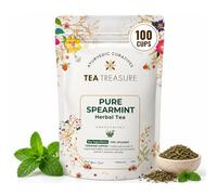 Tea Treasure Tisane à la menthe verte - 100 g | Aide le SOPK, le soulagement de la PCOD, l'équilibre hormonal, la perte de poids, les soins digestifs et réduit les poils du visage | Infusion entière