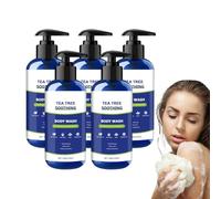 Tea Tree Body Wash pour hommes et femmes à l'huile de menthe poivrée - Body Wash rafraîchissant pour un usage quotidien - Aide à apaiser les démangeaisons de la peau sèche - 100 g (5 bouteilles)