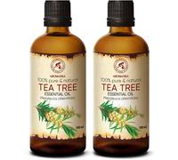 Tea Tree Oil 200 Ml-Natural Essential Oil Tea Tree 2 X 100 Ml-Melaleuca Alternifolia-Australia-Pure And Natural-Ideal For Beauty-Relaxation-Massage-Fragrance Lamp