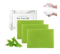 Tea Tree Oil Soap Bar, Savon à l'arbre à thé pour le visage et le corps, savon nettoyant en profondeur pour tous types de peau, savon exfoliant doux pour hommes et femmes, 100g (3)