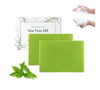 Tea Tree Oil Soap Bar, Savon à l'arbre à thé pour le visage et le corps, savon nettoyant en profondeur pour tous types de peau, savon exfoliant doux pour hommes et femmes, 100g (2)