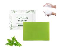Tea Tree Oil Soap Bar, Savon à l'arbre à thé pour le visage et le corps, savon nettoyant en profondeur pour tous types de peau, savon exfoliant doux pour hommes et femmes, 100g (1)