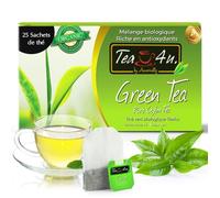 Tea4USA - Thé Vert Bio de Ceylan - Feuilles Sélectionnées à la Main - Coffret Premium ISO Certifié - 25 Sachets Fraîcheur