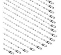 Teaaha Lot de 100 chaînes à billes en acier inoxydable - Mini chaîne de perles pour la fabrication de bijoux, le bricolage, l'artisanat, les colliers, la suspension, la plaque d'identité, la chaîne à