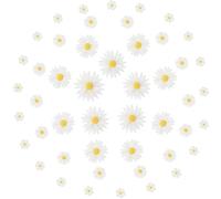Teaaha Lot de 50 Mini Marguerites décoratives pour gâteau - Fleurs en résine - avec Dos Plat - Décoration de gâteau pour travaux manuels, Bricolage, fête, Cadeau de Saint-Valentin