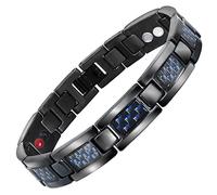 TEAAZA Bracelet de Manchette, Bracelet d'amitié pour Hommes en Fibre de Carbone Noir IP, Cadeau pour la Fête des Pères (Or)