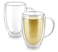 Teabloom Clear Bliss Collection Lot de 2 tasses à double paroi en verre isotherme pour thé, café, etc. 350 ml