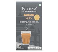 Teabox Kadak Chai frais 250 g scellé sous vide pour la fraîcheur | Provenant des domaines de l'Assam & Dooars | Chai CTC fort et de qualité supérieure | Nécessite 20 % de sucre en moins | Goût et
