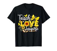 Teach Love Inspire Crayon tournesols Coquette Bow Teacher T-Shirt