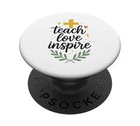Teach Love Inspire Teacher Crossdesign basé sur la Foi PopSockets PopGrip Adhésif
