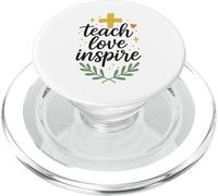 Teach Love Inspire Teacher Crossdesign basé sur la Foi PopSockets PopGrip pour MagSafe