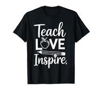 Teach Love Inspire Teacher Typographie avec Crayon Apple T-Shirt