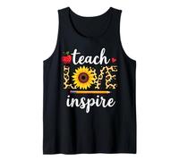 Teach with-Love Inspire Enseignant Imprimé Léopard Tournesol Débardeur