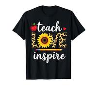 Teach with-Love Inspire Enseignant Imprimé Léopard Tournesol T-Shirt