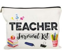 Teacher Appreciation Gifts Teacher Gifts Music Teacher Survival Kit Best Teacher Ever Teacher Supplies For Classroom Teacher Makeup Bag Pencil Pouch For Nursery Preschool High School For Women, White,