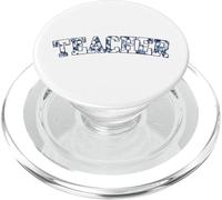 Teacher Floral Varsity Tiny Blue French Toile Texte PopSockets PopGrip pour MagSafe
