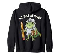Teacher Frog We Test At Dawn Test Day Funny Frog Final Exam Sweat à Capuche