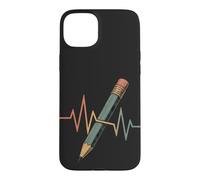 Teacher Heartbeat Crayon Éducation Écriture École Graphique Coque pour iPhone 15 Plus