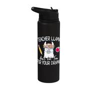 Teacher Llama Ain't Got Time for the Drama Teachers Stainless Steel Insulated Water Bottle