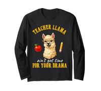 Teacher Llama Time for Drama Alpaga Animal Lover Lamas Manche Longue