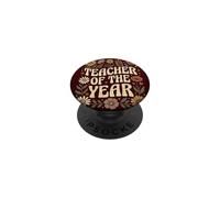 Teacher of The Year Cute Floral Teacher Appreciation PopSockets PopGrip Adhésif
