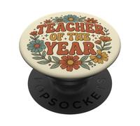 Teacher of The Year Floral Teacher Appreciation PopSockets PopGrip Adhésif