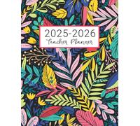 Teacher Planner: Lesson Plan for Class Organization | Weekly and Monthly Agenda | Academic Year August - July | Dark Tropical Floral Print
