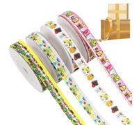 Teacher Ribbon, School Event Ribbons, 1x450cm/0.39x177.17 inches Classroom Decoration, 4 Rolls Craft Supply, Bright Pattern Wrap for Bulletin Boards, Welcome Displays, Projects