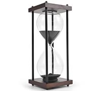 TeacherFav Sablier avec minuteur de 60 minutes, grand, décoratif, en bois, couleur noire