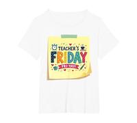 Teachers Friday Mood Happy Fri-Yay Cadeau de célébration T-Shirt, Femme Grandes Tailles, Blanc, 6X
