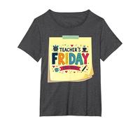 Teachers Friday Mood Happy Fri-Yay Cadeau de célébration T-Shirt, Femme Grandes Tailles, Chiné Foncé, 6X