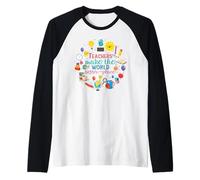 Teachers Make The World Better Place Funny School Teacher Manche Raglan