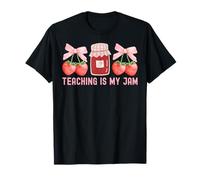 Teaching Is My Jam Fraise Coquette Bow Enseignant École T-Shirt