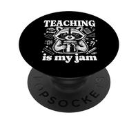 Teaching is My Jam Graphic Funny Raccoon School Teacher PopSockets PopGrip Adhésif
