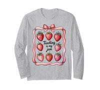 Teaching is My Jam Strawberry Teacher Team Crew Fun Manche Longue