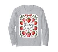 Teaching is My Jam Strawberry Teacher Team Crew Fun Manche Longue