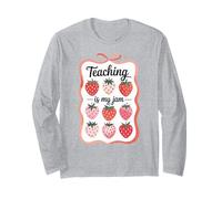 Teaching is My Jam Strawberry Teacher Team Crew Fun Manche Longue