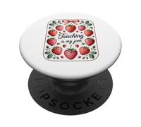 Teaching is My Jam Strawberry Teacher Team Crew Fun PopSockets PopGrip Adhésif