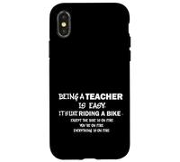 Teaching Like Riding A Bike on Fire Teacher Humour Educator Coque pour iPhone X/XS