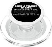 Teaching Like Riding A Bike on Fire Teacher Humour Educator PopSockets PopGrip pour MagSafe