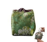 Teacup Bag Storage Organizer, Chinese Embroidered Cloth Aesthetic Drawstring Pouch, Portable Tea Tools Storage Pouch for Women Home Office Outdoor Travel Vacation Camping Picnic Road Trip