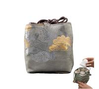 Teacup Bag Storage Organizer, Chinese Embroidered Cloth Aesthetic Drawstring Pouch, Portable Tea Tools Storage Pouch for Women Home Office Outdoor Travel Vacation Camping Picnic Road Trip