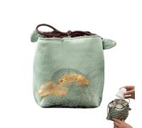 Teacup Bag Storage Organizer, Chinese Embroidered Cloth Aesthetic Drawstring Pouch, Portable Tea Tools Storage Pouch for Women Home Office Outdoor Travel Vacation Camping Picnic Road Trip